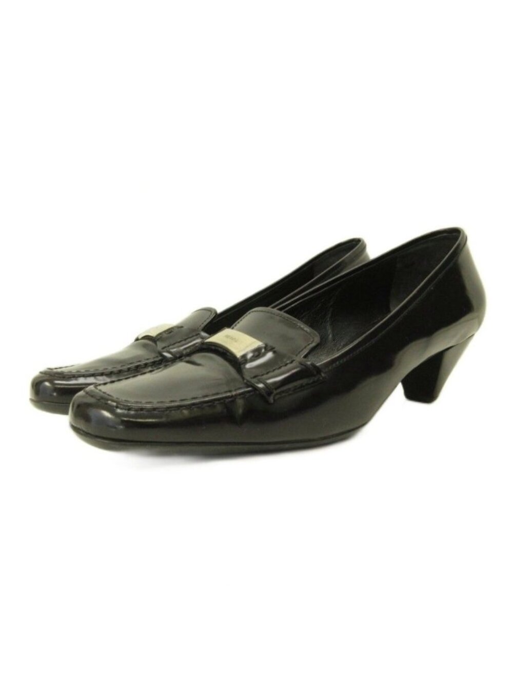 Prada Pumps Shoes Heels Logo Leather Black